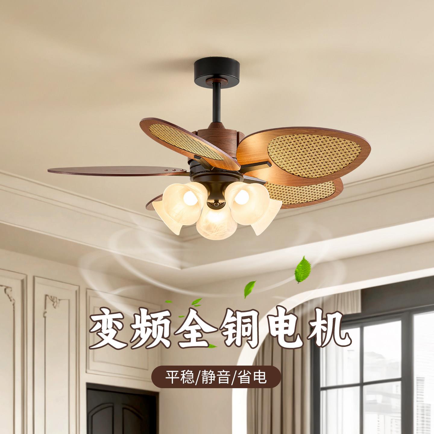 古客吊扇灯复吊饭厅电风扇吊灯风扇厅一体新款扇灯家用大风力超静