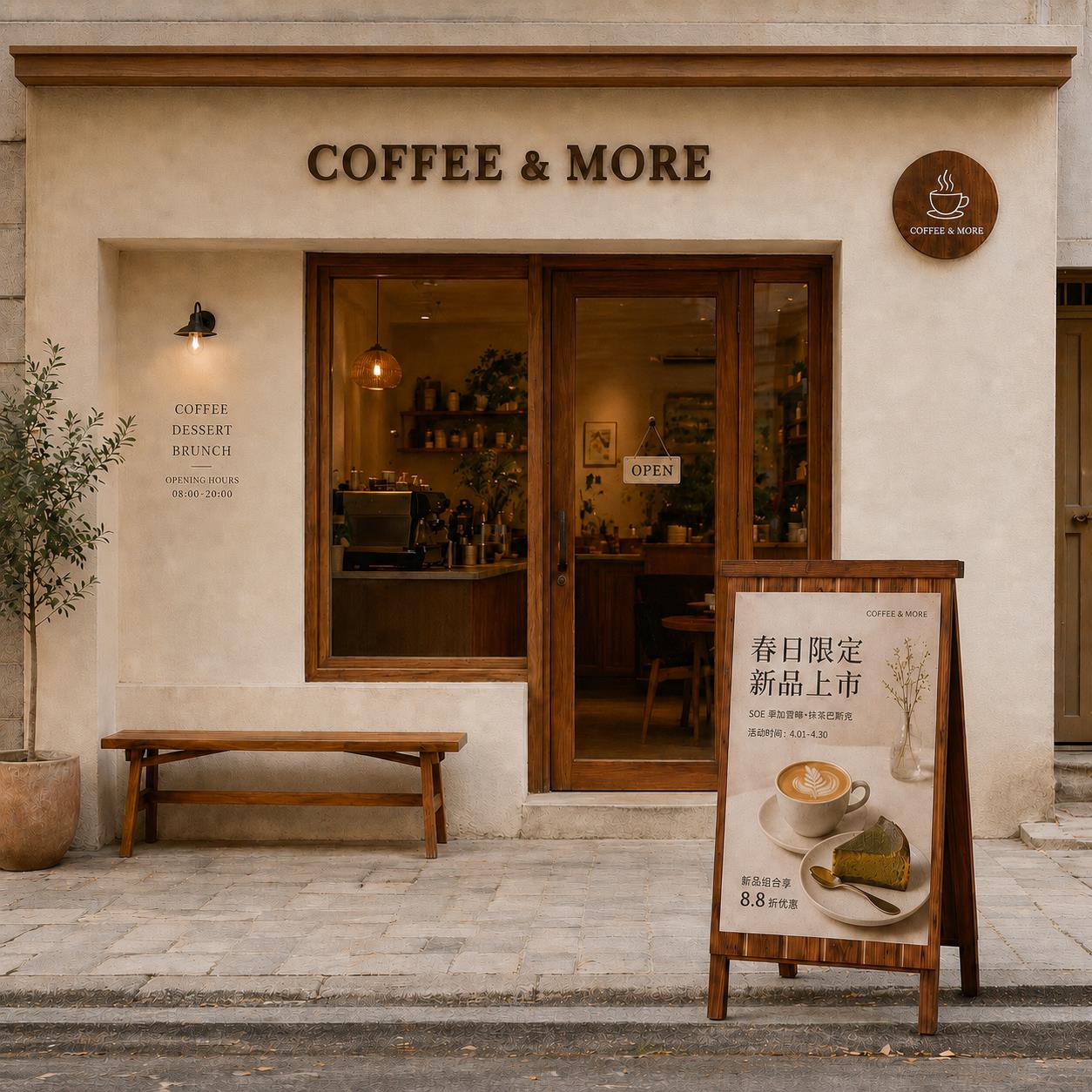 户外立双面广防水防腐木展示架店铺牌门告口落地支架招牌式木架