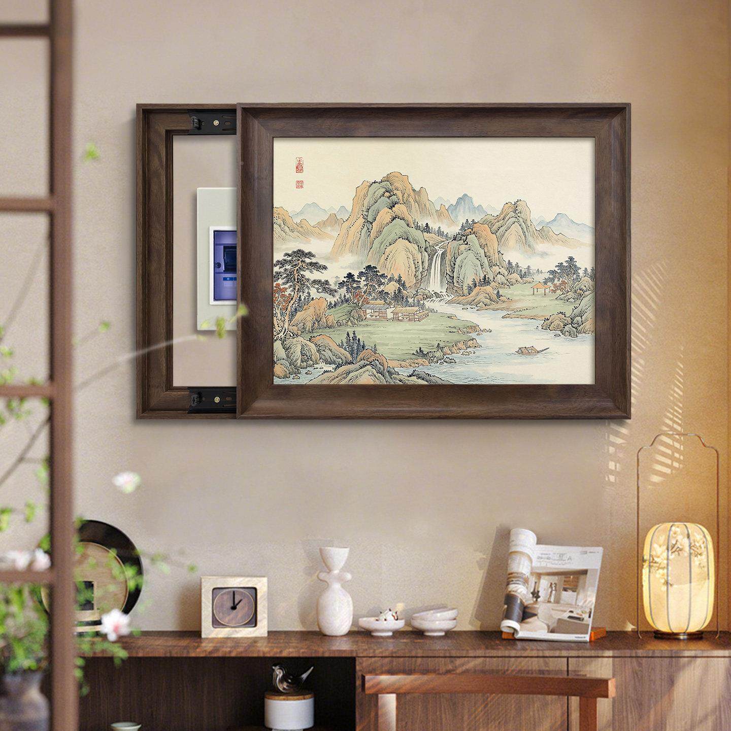 新中山遮水画宋代美学电闸表箱式装饰画挡电开关挂LM91870画多媒