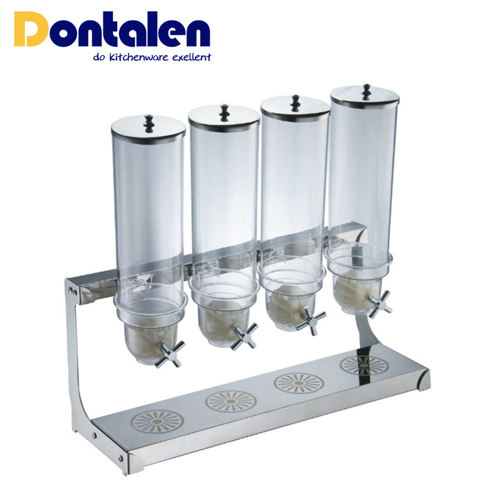 四头麦片分配器不锈钢麦片机麦片谷物分配器酒店钢座麦片机