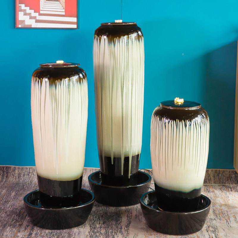 VAD景德镇陶生瓷器件流水财摆喷泉家居酒店摆放装饰创意乔迁开 业
