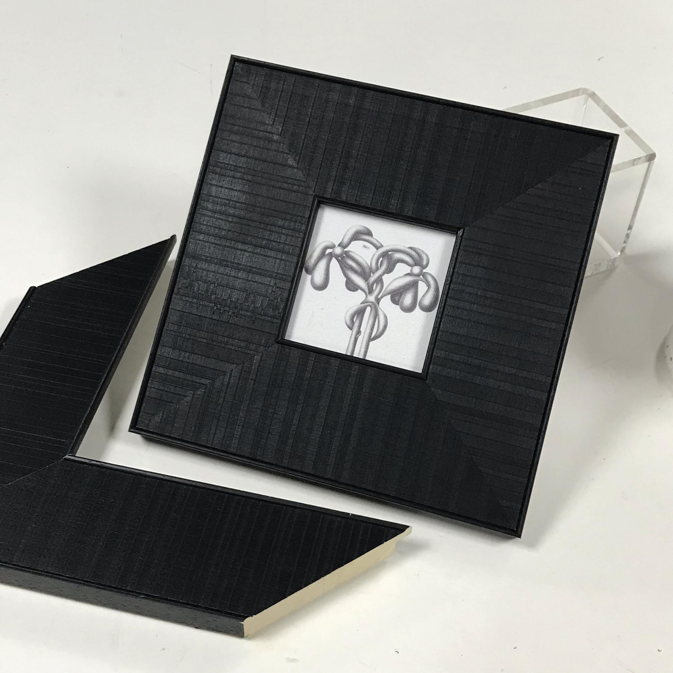 上新】包豪斯质感黑色纹横实木画框【艺术框装裱定制画边框7.5RXK