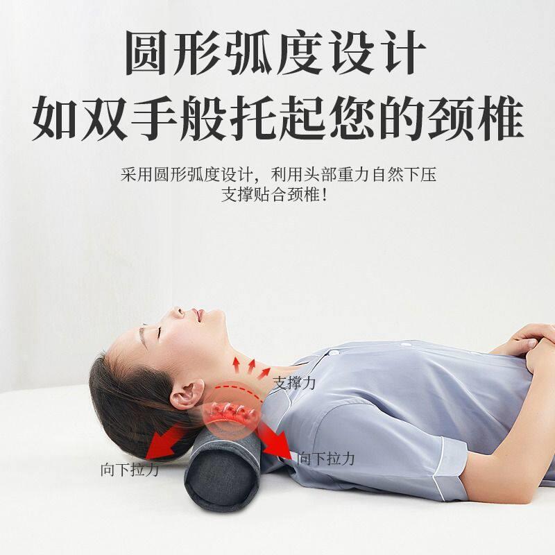 决明颈椎枕头睡觉荞麦壳圆柱形热颈秋波蓝决枕子硬枕加助眠睡曲度
