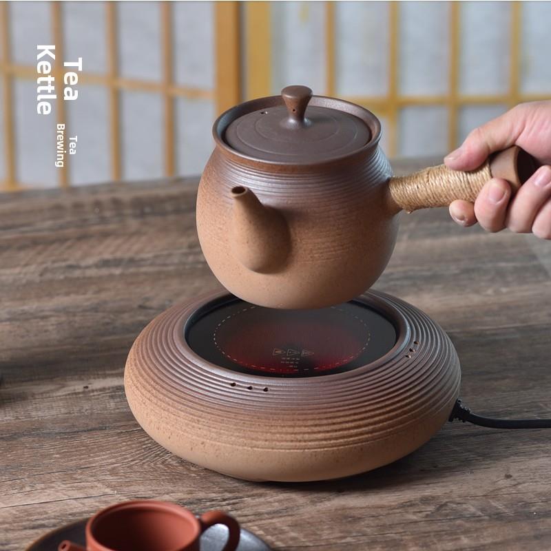 原陶瓷水壶煮茶器MIU侧把煮茶壶老烧白茶大壶碳炉围口矿炉煮茶电