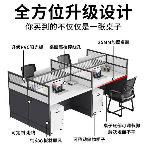 职员办公桌椅组合24/6/办8位制隔断屏风卡座财人务多人公电脑定桌