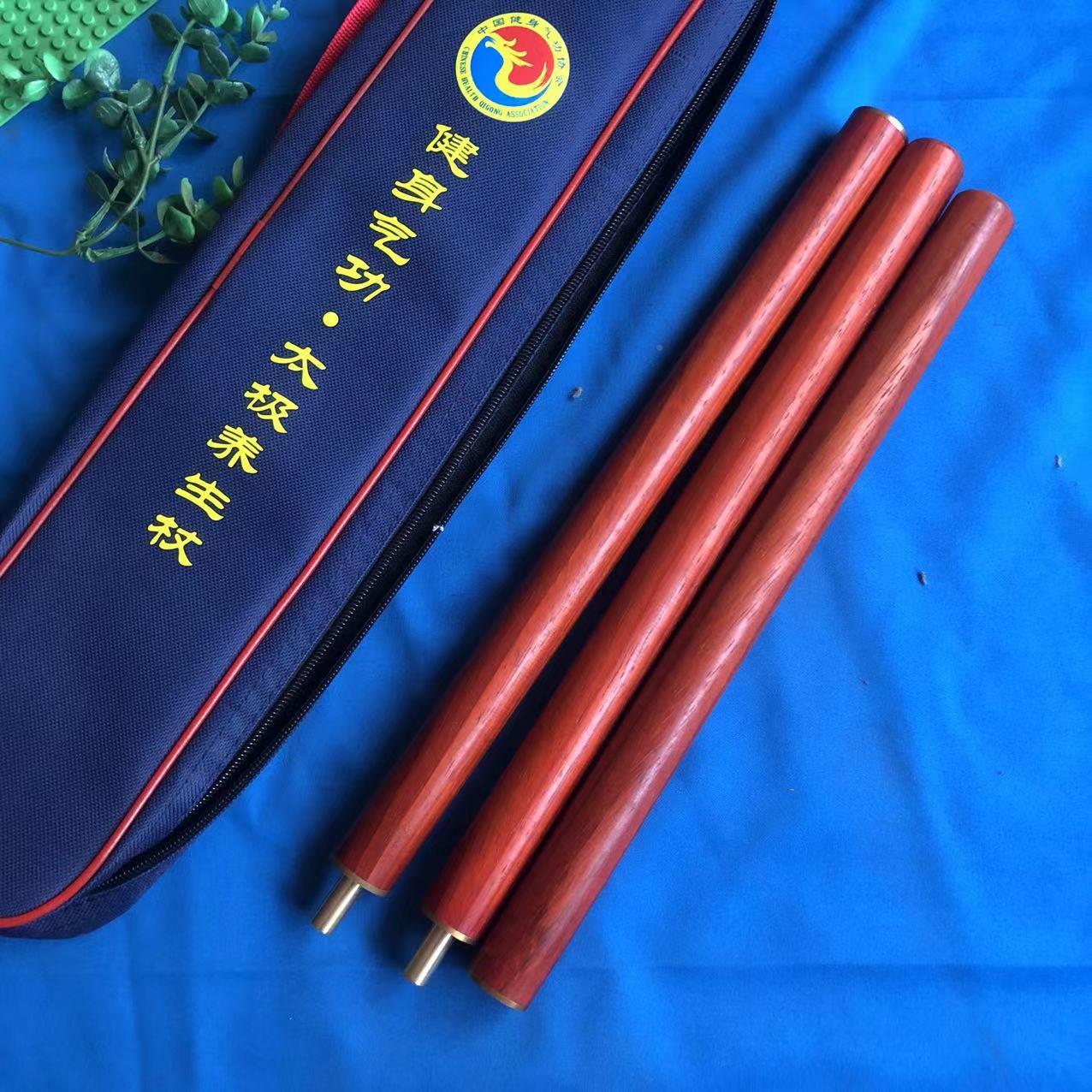 红梨健身气功花太极养生杖折叠合武术棍接三一实拼木鞭杆组合OIR