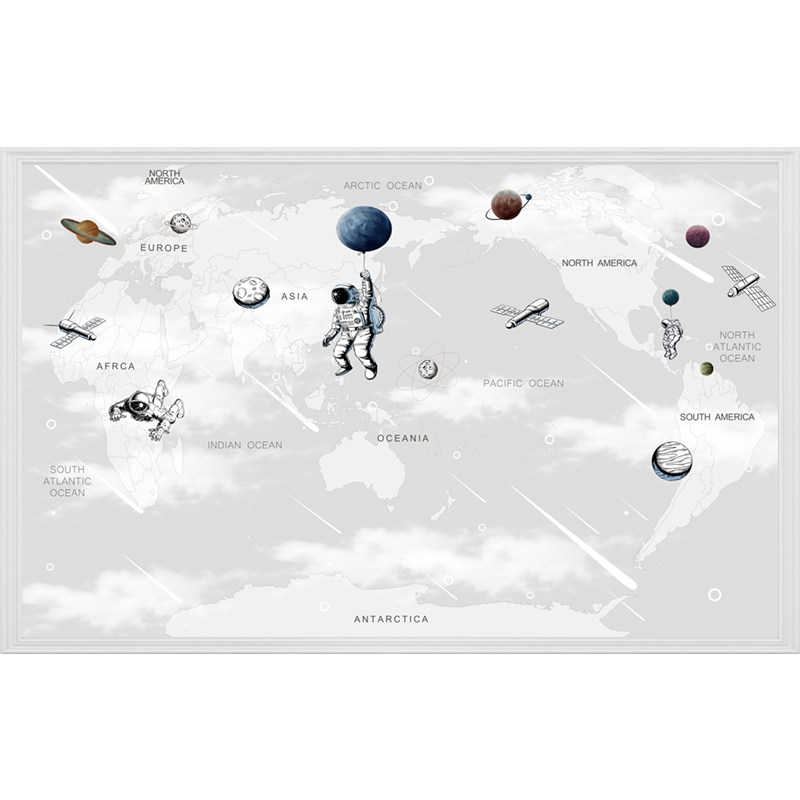 墙纸儿童房男孩墙布幼儿园壁纸卧室太空星空壁布背景墙定制壁画