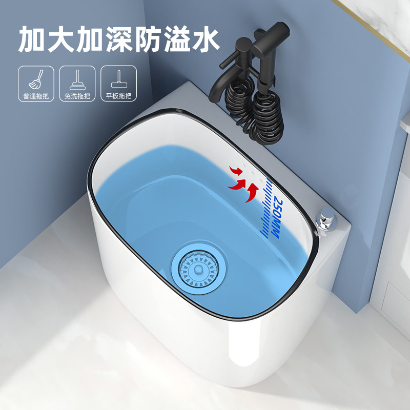 卫蓝经典拖把池洗拖把斗陶瓷拖布池落地式墩布池子阳台家用拖地池