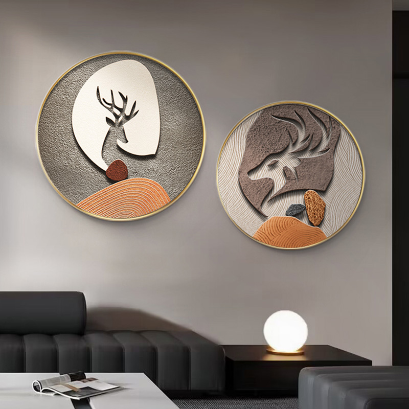 现代简约玄关装饰画走廊过道抽象艺术圆形壁画客厅沙发背景墙挂画图片