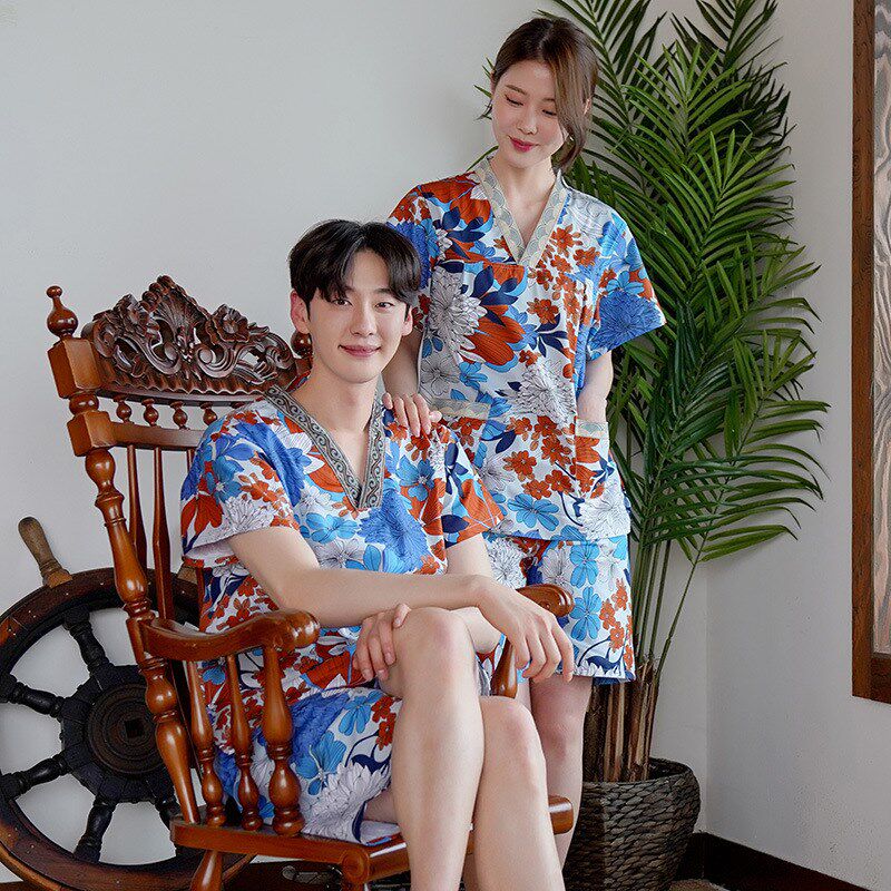 汗蒸服男女情侣韩版桑拿足浴服洗浴服家居服按摩服大码套装养生
