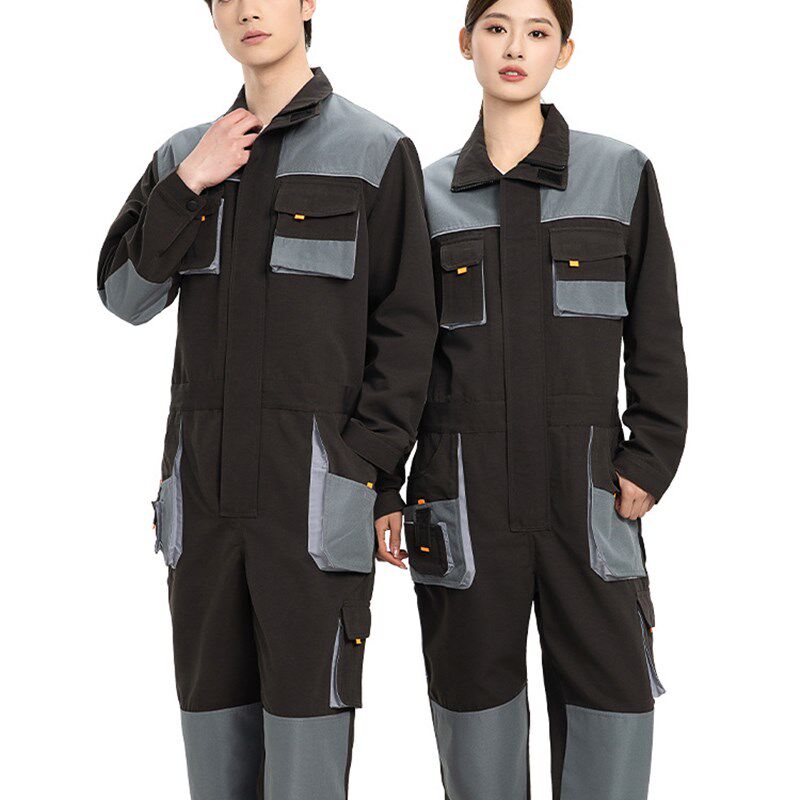 海源连体工作服男春秋拼色多兜牛津加固耐磨劳保服车间厂服定制
