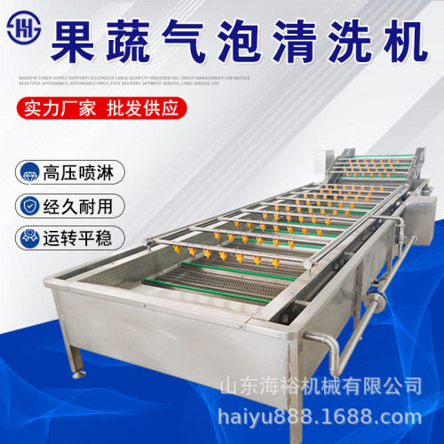 气泡清洗机高压喷淋清洗不锈钢设备菌菇类清洗漂烫风干流水线自动