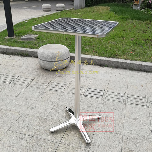 简约重底不锈钢脚酒吧散台婚庆宴会鸡尾酒桌折叠小V方吧台高脚圆