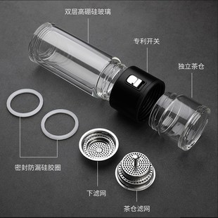 双层玻璃杯便携茶水分离泡茶杯迷你车载水杯男女个人办公杯子