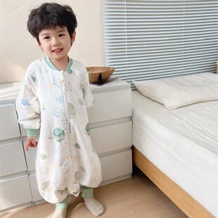 春夏秋冬四季优选k天竹宝宝睡袋竹棉可拆袖前六后四儿童纱布防踢