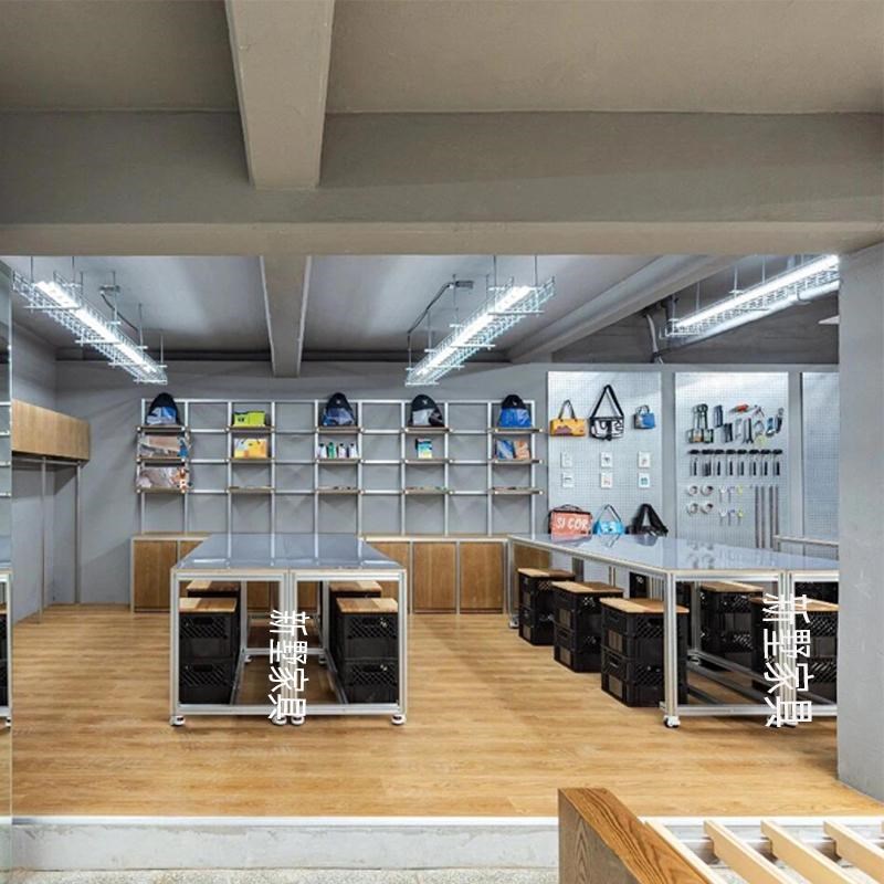 简约铝型材流水台摆台吧台桌收银台店铺展示柜台前台接待台定制
