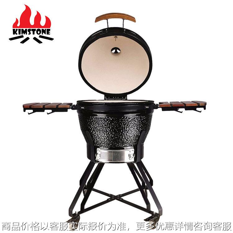 Kamado Grill 26英寸黑色商用烤肉炉木炭 大绿蛋BBQ陶瓷烧烤炉图片