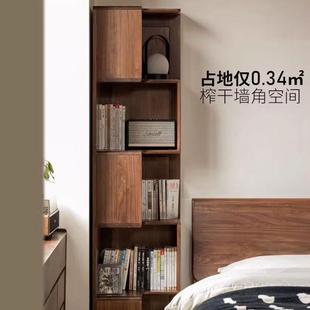 红橡木全实木书柜客厅墙角收纳柜胡桃色转角柜书房落地置物柜家用