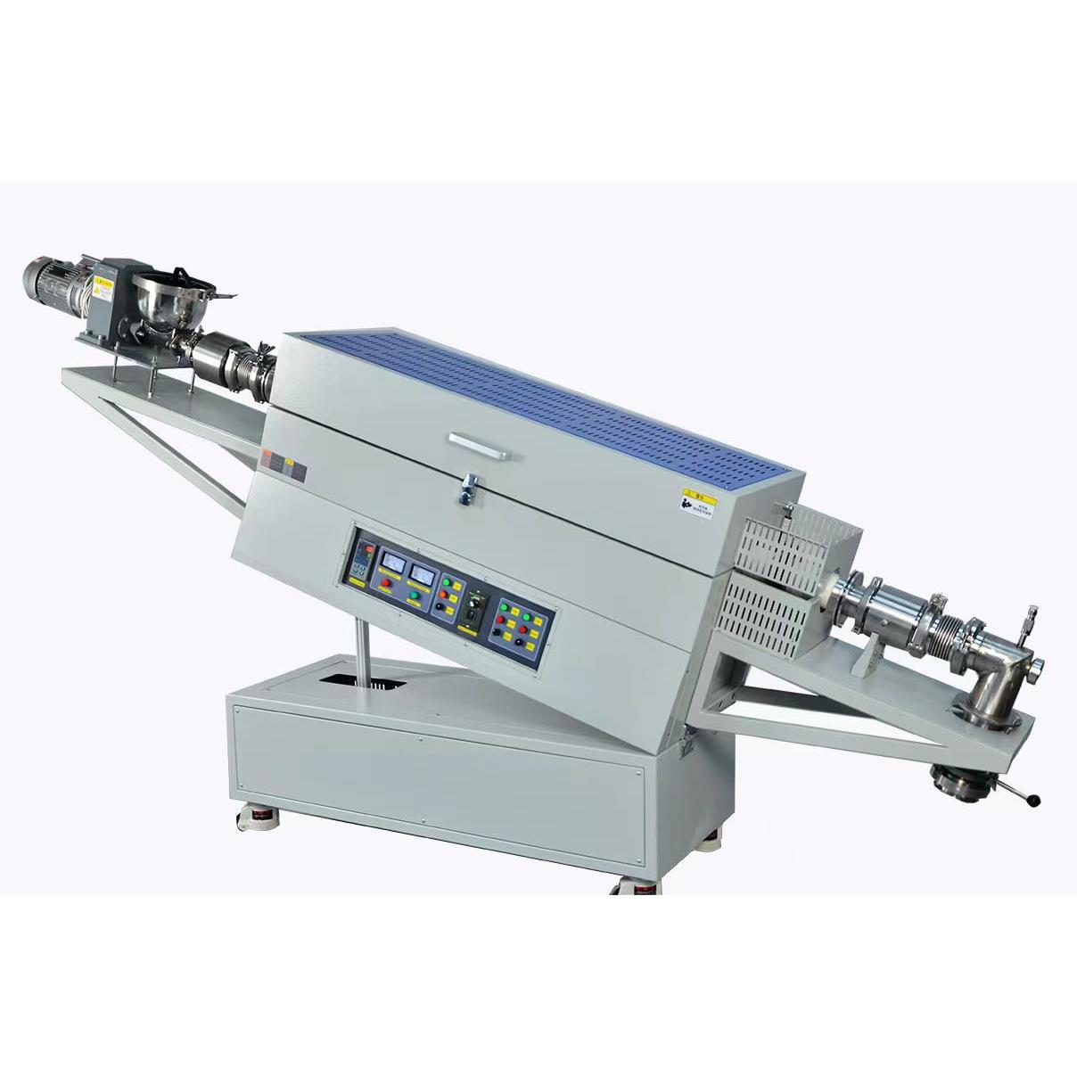 自动进料倾斜旋转管式炉可以抽真空通气氛配物料收集罐