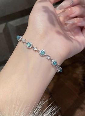 「珊瑚海」清冷感新中式海蓝锆石手链精致新款高颜值气质手饰女