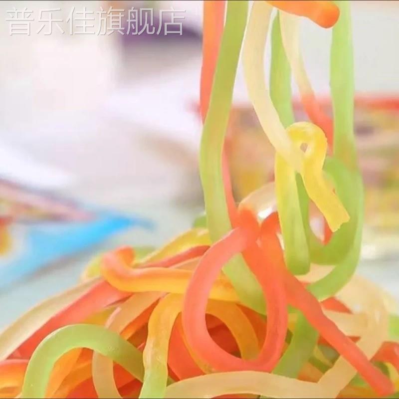 本合6味彩绳果汁绳糖3d五彩混合口味童年零食绳子跳绳七彩软糖