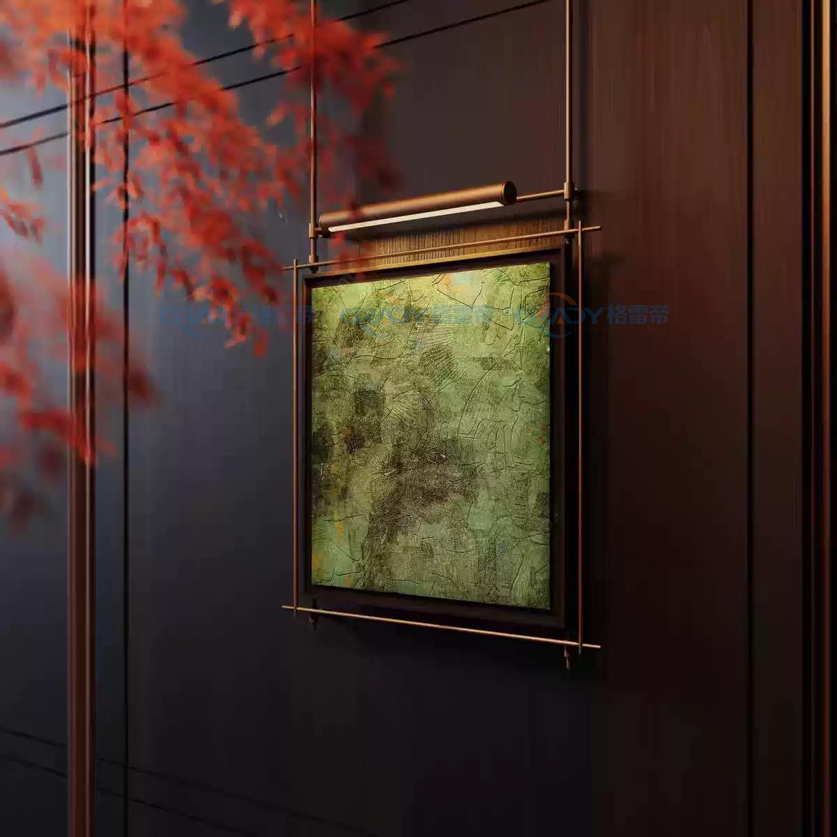 壁画灯酒店走廊高级感轻奢金属杆挂画壁灯铁框架子装饰画灯玄关灯