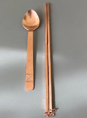 紫铜筷 铜勺 纯手工铜餐具铜饭碗 纯铜 加厚紫铜碗 纯铜筷子