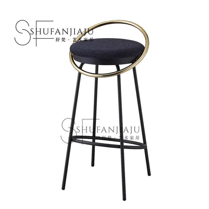 新款现代不锈钢酒吧椅设计师简约创意家用吧台椅酒吧咖啡厅高脚椅