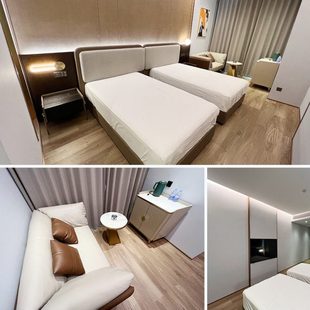 酒店家具标间全套电竞宾馆床双人公寓民宿专用床箱定制单间厂家床