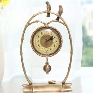 新中式钟表黄铜座钟复古钟表新中式台钟客厅中式座钟客厅摆件