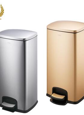 广州GNF高档30升方形全钢脚踏桶防指纹商用垃圾桶塑SJ30-F01