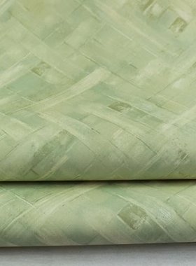 现货美国进口WQ纯纸墙纸新中式绿色竹编纹书房餐厅卧室背景墙壁纸