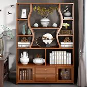 新中式 红木博古架展示架茶室置物架茶叶摆件多宝阁茶架子展示柜子