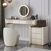 轻奢岩板梳妆台收纳柜一体卧室小户型极简网红风后现代高档化妆桌