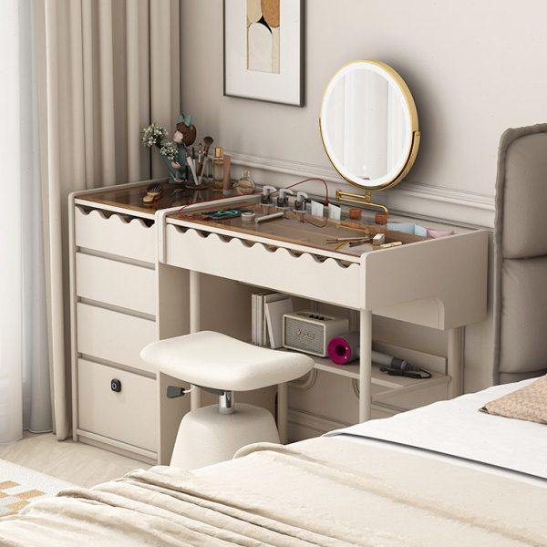 奶油风梳妆台五斗柜一体卧室多功能床头柜化妆桌收纳柜床边置物桌,住宅家具,梳妆台/桌,淘宝优惠券,粉丝福利购,淘宝优惠卷