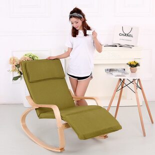 曲木摇椅北欧波昂椅防水面料摇摇椅五档可调节躺椅实木桦木折叠椅