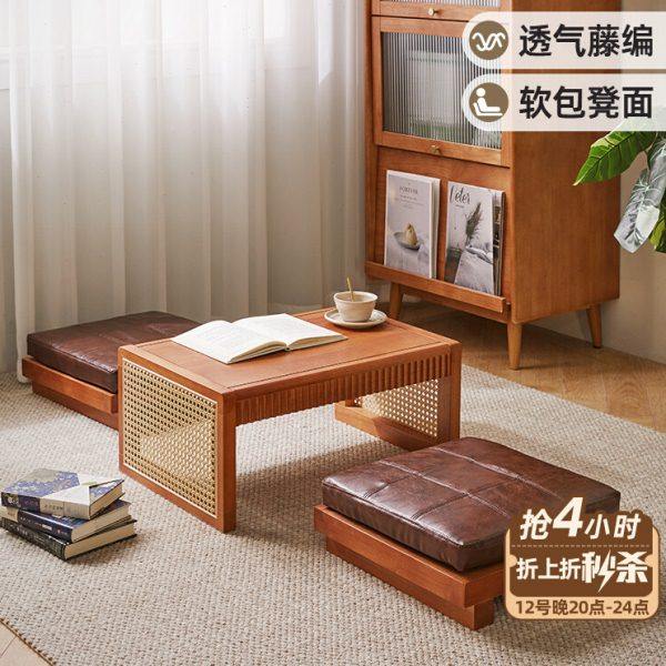 家逸实木藤编茶几飘窗桌子榻榻米茶台阳台小茶桌方桌炕几学习桌,住宅家具,茶几,淘宝优惠券,粉丝福利购,淘宝优惠卷