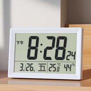 数字时钟表摆桌面电子钟大屏台式时间日期显示温湿度电池挂墙带秒