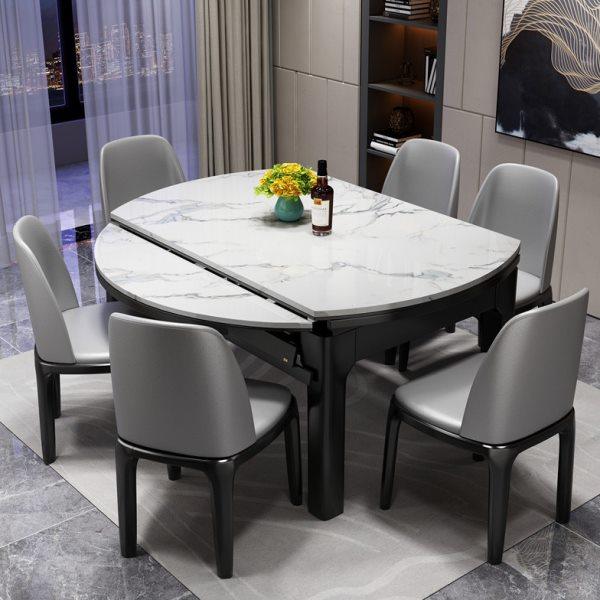 大理石餐桌椅组合现代简约方圆两用折叠伸缩家用小户型轻奢岩板桌,住宅家具,大理石餐桌,淘宝优惠券,粉丝福利购,淘宝优惠卷