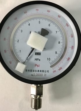 常州雷派150mm 双刻度精密压力表 YB-150A 10mpa 1450psi M20X1.5