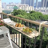 铁艺阳台吧台桌栏杆挂桌休闲小桌护栏悬挂桌防锈防晒茶桌露台餐桌