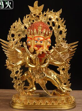 普巴金刚像摆件 西藏宗仿尼泊尔手工全鎏金供护像10寸