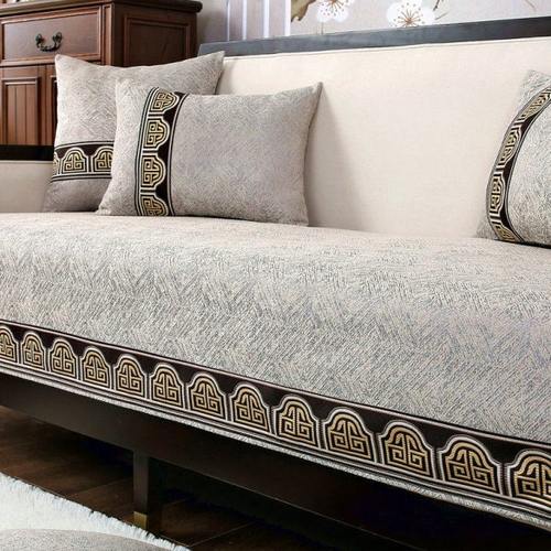 新中式沙发垫冬款四季通用简约现代布艺防滑实木沙发套罩巾定做