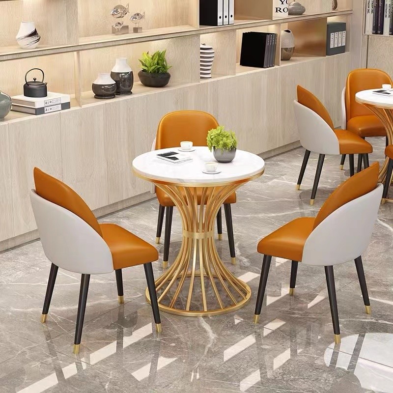 4S店洽谈桌椅组合接待休闲桌椅组合小圆桌商用桌S子会客桌岩板餐