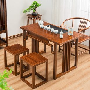 乌金木实木茶桌阳台茶桌椅组合小户型家用现代简约禅意新中式茶几
