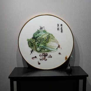 玄关走廊过道客厅装 圆形百财聚来图成品带框包安装 饰画 风格 新中式