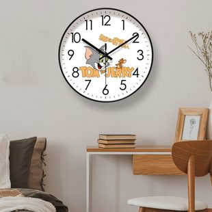 易普拉8002挂钟客厅时针简约猫和老鼠家用钟表现代静音扫秒石英钟