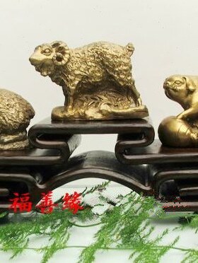 属羊者三合摆件铜生肖猪兔羊亥卯未三合工艺饰品橱柜摆设