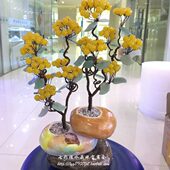 黄玉髓发财树摇钱树水晶树树陶瓷花瓶平安果摆件多色