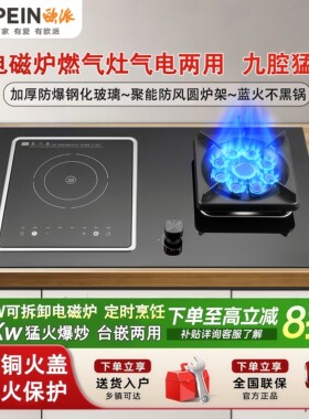 欧派一电一气猛火嵌入智能煤气灶